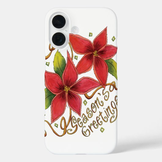 De groeten van de kerstseizoenen met Poinsettias Case-Mate iPhone Case (Achterkant)