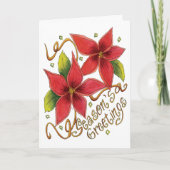 De groeten van de kerstseizoenen met Poinsettias Feestdagen Kaart (Voorkant)