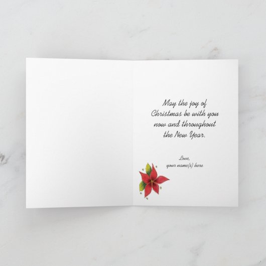 De groeten van de kerstseizoenen met Poinsettias Feestdagen Kaart (Binnen)
