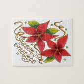 De groeten van de kerstseizoenen met Poinsettias Legpuzzel (Horizontaal)