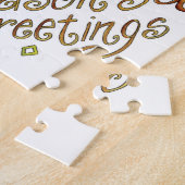 De groeten van de kerstseizoenen met Poinsettias Legpuzzel (Zijkant)