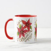 De groeten van de kerstseizoenen met Poinsettias Mok (Links)