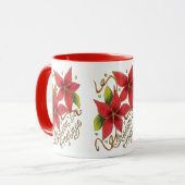 De groeten van de kerstseizoenen met Poinsettias Mok (Voorkant links)