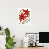 De groeten van de kerstseizoenen met Poinsettias Poster (Thuiskantoor)