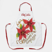 De groeten van de kerstseizoenen met Poinsettias Schort (Voorkant)