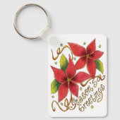 De groeten van de kerstseizoenen met Poinsettias Sleutelhanger (Voorkant)