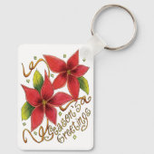 De groeten van de kerstseizoenen met Poinsettias Sleutelhanger (Achterkant)