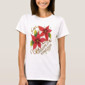 De groeten van de kerstseizoenen met Poinsettias T-shirt (Voorkant)