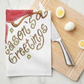 De groeten van de kerstseizoenen met Poinsettias Theedoek (Quarter Fold)