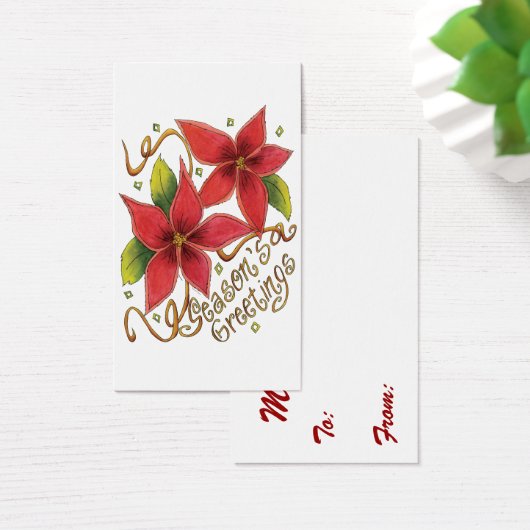 De groeten van de kerstseizoenen met Poinsettias Visitekaartje (Bureau)