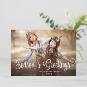 De groeten van de moderne Seizoen PHOTO kerstgroet Feestdagenkaart (Staand voorkant)