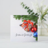 De Groeten van de seizoen Evergreen kerstsieraden Kaart (Staand voorkant)