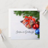De Groeten van de seizoen Evergreen kerstsieraden Kaart (Voorkant / Achterkant in situ)