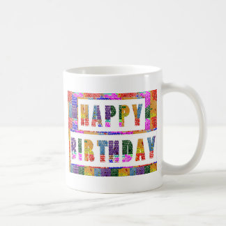 De groeten van de tekst: HAPPY BIRTHDAY HappyBirth Koffiemok