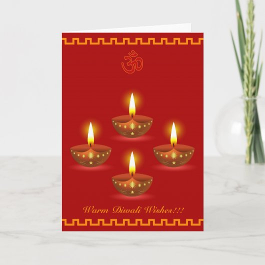 De Groeten van Diwali met Decoratieve Gloeiende Kaart (Voorkant)