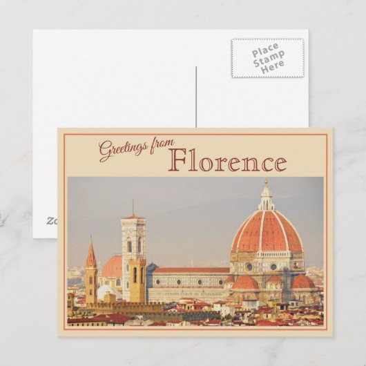 De groeten van Florence, het Italiaanse Briefkaar Briefkaart (Voorkant / Achterkant)