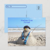 De Groeten van Florida Beach Snowman posten Briefkaart (Voorkant / Achterkant)