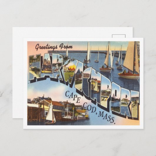 De groeten van Harwichport, Kaap Cod, Massachusett Briefkaart (Voorkant / Achterkant)