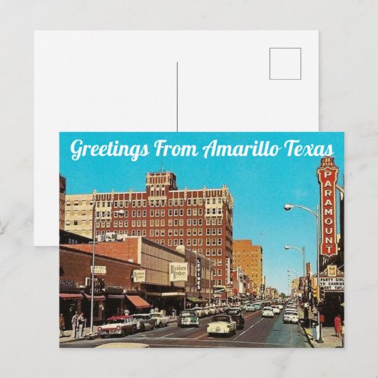 De groeten van het  Briefkaart van Amarillo Texas (Voorkant / Achterkant)