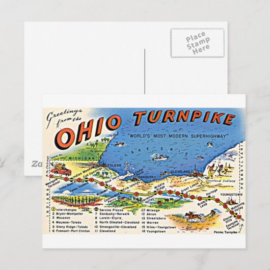 De groeten van het briefkaart van Ohio Turnpike (Voorkant / Achterkant)