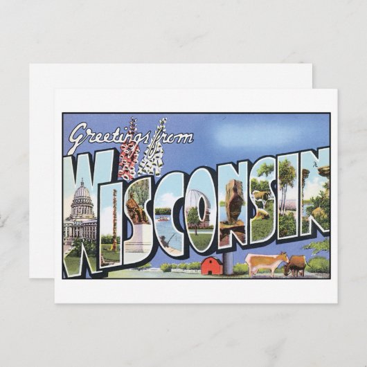 De groeten van het  Briefkaart Wisconsin (Voorkant / Achterkant)