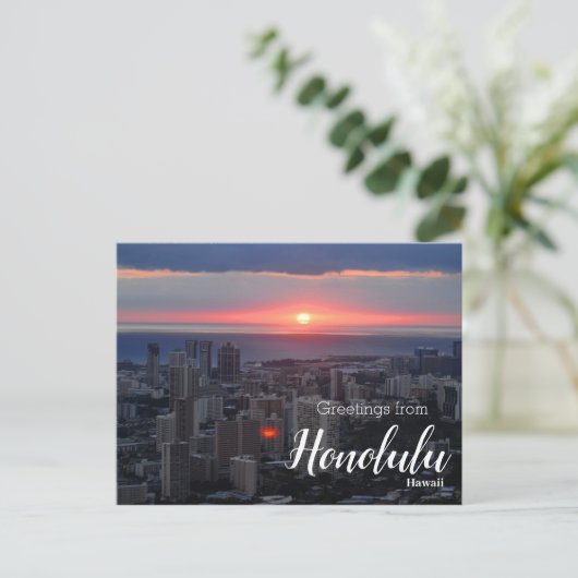 De groeten van het Honolulu Hawaii Sunset Briefkaa Briefkaart (Staand voorkant)