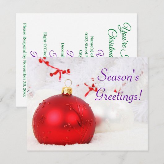 De groeten van het kerstrood en het Witte Seizoen  Kaart (Voorkant / Achterkant)