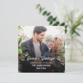 De Groeten van het Kerstseizoen Foto Holiday Kaart (Staand voorkant)