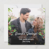 De Groeten van het Kerstseizoen Foto Holiday Kaart (Voorkant)