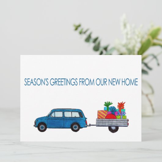 De groeten van het kerstseizoen van New Home Feestdagenkaart (Staand voorkant)