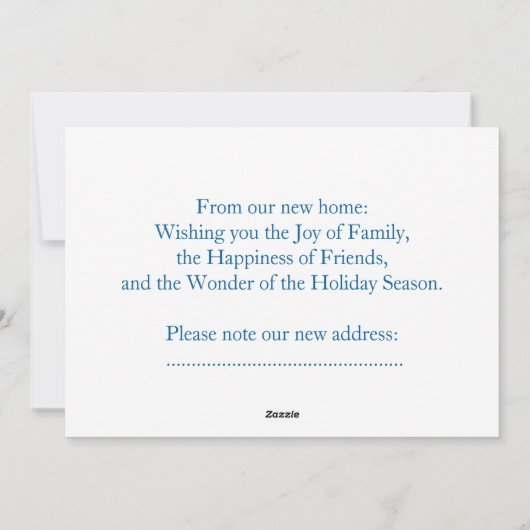 De groeten van het kerstseizoen van New Home Feestdagenkaart (Achterkant)