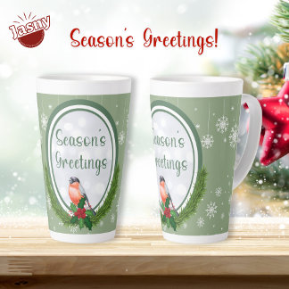 De groeten van het kerstseizoen zijn groen en wit latte mok