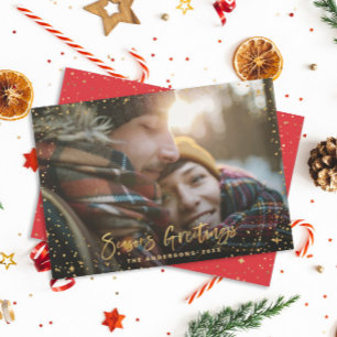 De groeten van het rode seizoen van het gouden man feestdagenkaart