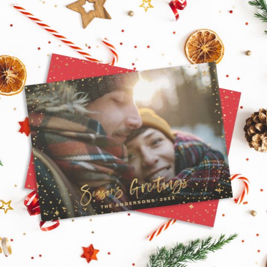 De groeten van het rode seizoen van het gouden man feestdagenkaart