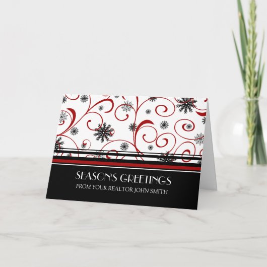 De Groeten van het rode Zwarte Witte Seizoen van Feestdagen Kaart (Voorkant)