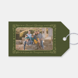 De Groeten van het seizoen Aangepaste Foto & Naam  Cadeaulabel