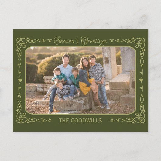 De Groeten van het seizoen Aangepaste Foto & Naam  Feestdagenkaart (Voorkant)