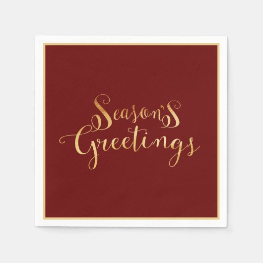 De Groeten van het seizoen Gold Red Script Elegant Servet (Voorkant)