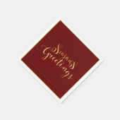 De Groeten van het seizoen Gold Red Script Elegant Servet (Hoek)