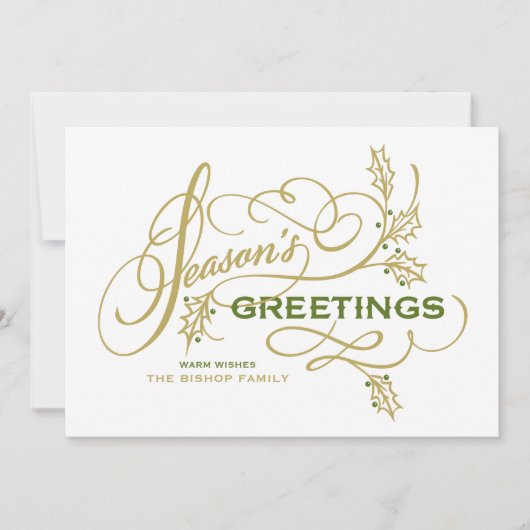 De groeten van het seizoen Kalligrafie bloeien Feestdagenkaart (Voorkant)