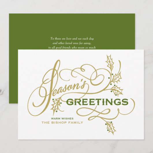 De groeten van het seizoen Kalligrafie bloeien Feestdagenkaart (Voorkant / Achterkant)