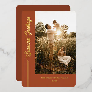 De Groeten van het seizoen Modern Terracotta Foto  Folie Feestdagenkaart