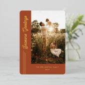 De Groeten van het seizoen Modern Terracotta Foto  Folie Feestdagenkaart (Staand Voorkant)