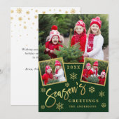 De groeten van het seizoen Moderne 3 PHOTO groet Feestdagenkaart (Voorkant / Achterkant)