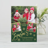 De groeten van het seizoen Moderne 3 PHOTO groet Feestdagenkaart (Staand voorkant)