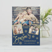 De groeten van het seizoen Moderne 3 PHOTO groet Feestdagenkaart (Staand voorkant)