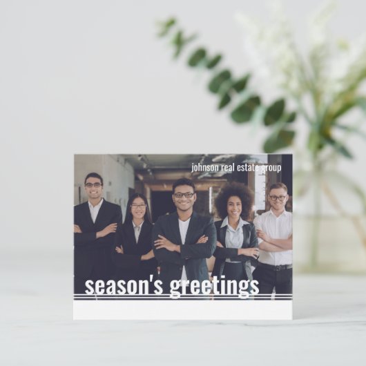 De groeten van het seizoen Moderne Geometrische Fo Feestdagenkaart (Staand voorkant)