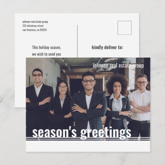 De groeten van het seizoen Moderne Geometrische Fo Feestdagenkaart (Voorkant / Achterkant)