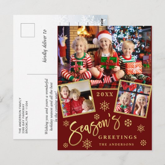 De groeten van het seizoen Moderne Manuscript 3 va Briefkaart (Voorkant / Achterkant)