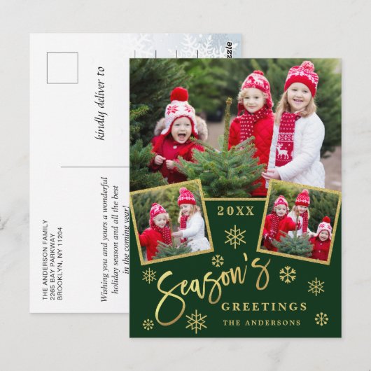 De groeten van het seizoen Moderne Manuscript 3 va Briefkaart (Voorkant / Achterkant)